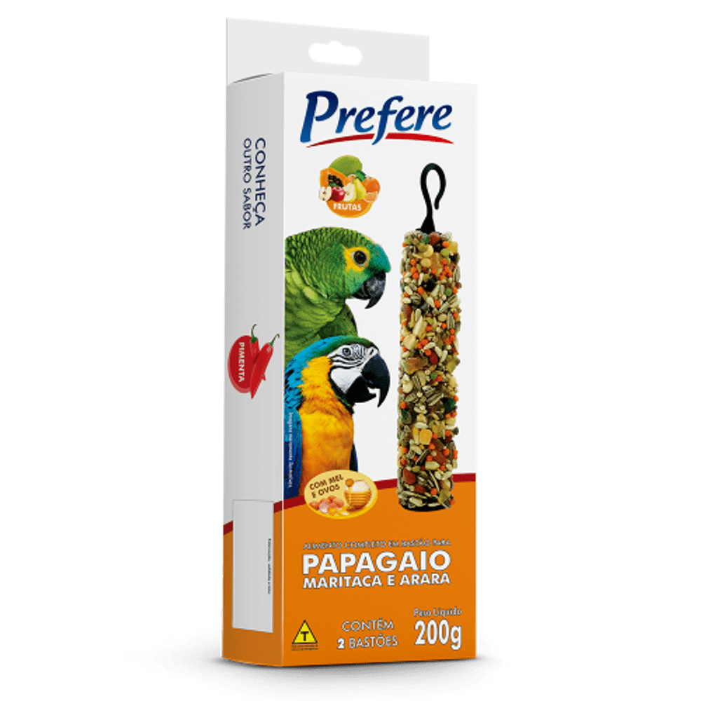 PREFERE BASTAO DE PAPAGAIO MARITACA E ARARAS C/ FRUTAS 200 GR